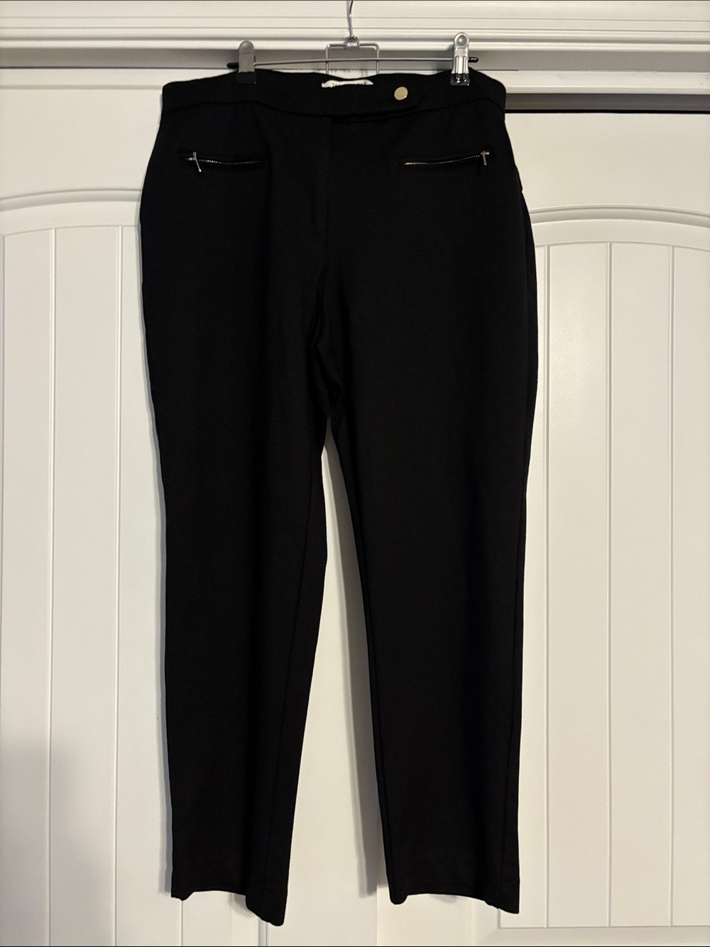 Zac & Rachel Black Straight-Leg Ankle Pants with Zip Pockets